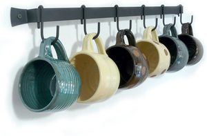 7. Wall-Mounted Wrought Iron Mug Rack