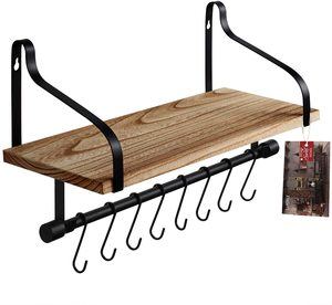 8. TJ.MOREE Wall Mounted Coffee Shelf with 8 Hooks