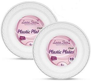 9. Laura Stein Disposable Plastic Dessert Size Plate, 2 Packs