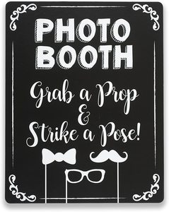 7. Photo Booth Sign with Stand - Black Chalkboard Style