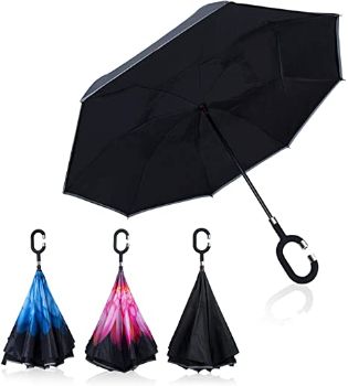 1. Sweesire Reverse Inverted Windproof Umbrella