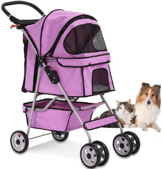 3. 4 Wheels Pet Stroller, Travel Folding Carrier