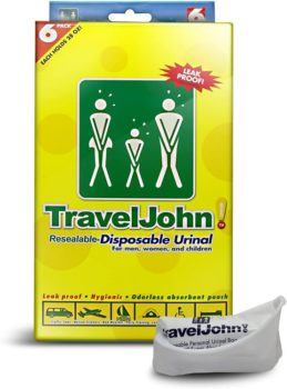 #3. TravelJohn-Disposable Urinal [6 pack]