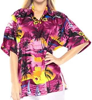 #9. LA LEELA Women's Plus Size Hawaiian Shirt