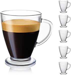 1. JoyJolt Declan Clear Glass Coffee Mug – 16 Oz with Handles for Hot drinks