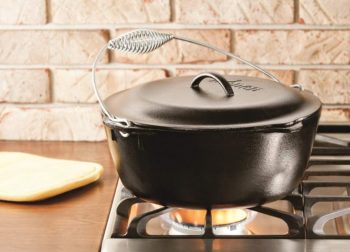 3. Lodge L10DO3 7-Quart, Pre-Seasoned Cast-Iron Dutch Oven coupled with Iron Cover