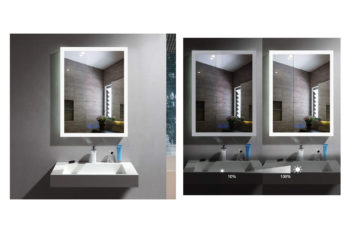 55 x 28 Inch Horizontal LED Wall Mounted Lighted Vanity Bathroom Silvered Mirror