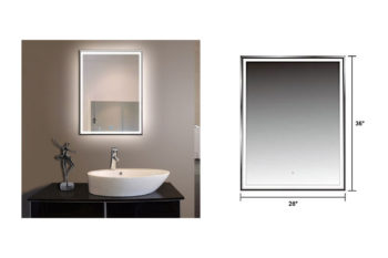 Vertical LED Bathroom Silvered Mirror with Touch Button
