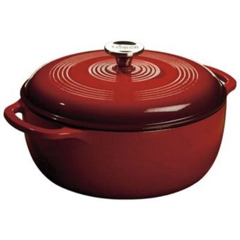 9. Lodge 6 Classic Red Enamel Cast-Iron Dutch Oven with Self-Basting Lid