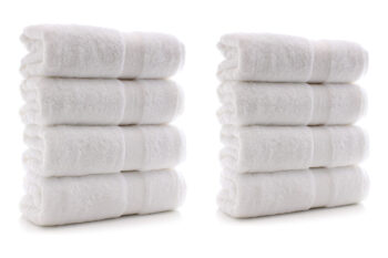 5. Chakir Turkish Linens Luxury Hotel & Spa Bath Towels 100% Cotton Dobby Border (White, Set of 4)