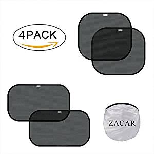 ZACAR Car Window Shade ( 4 Pack ) ,2 pack for 20 "x12" and 2 pack for 17 "x15" , Cling Sunshade For Car Windows Protect your baby in the back seat from sun glare and heat. Blocks over 99% of harmful UV - Car Window Sunshades