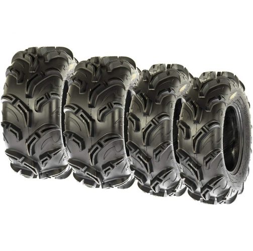 Set of 4 SunF Warrior AT Mud & Trail 27x9-12 Front & 27x11-12 Rear ATV UTV Off-Road Tires, 6 PR, Tubeless A048