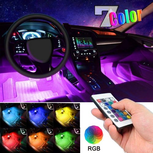 Control, Car Charger Included, DC 12V…. Car LED Strip Light, EJ's SUPER CAR 4pcs 36 LED Multi-color Car Interior Lights Under Dash Lighting Waterproof Kit with Multi-Mode Change and Wireless Remote