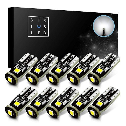 SiriusLED Extremely Bright 3030 Chipset LED Bulbs for Car Interior Dome Map Door Courtesy License Plate Lights Compact Wedge T10 168 194 2825 Xenon White Pack of 10​​