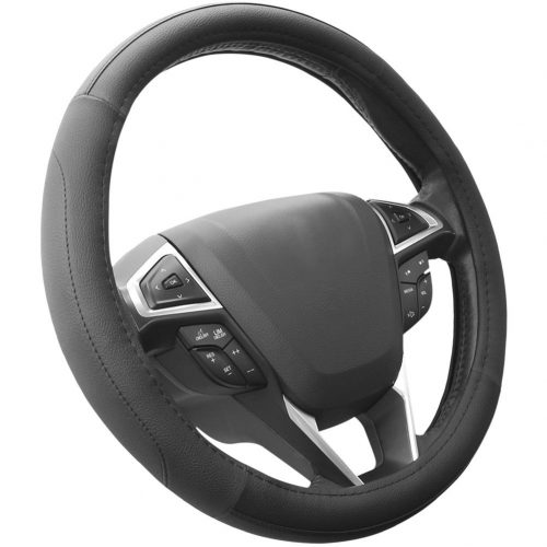SEG Direct Black Microfiber Leather Auto Car Steering Wheel Cover Universal 15 inch - steering wheel covers