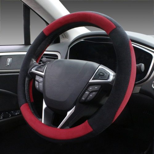 SEG Direct Pink Plush Winter Auto Car Steering Wheel Cover Universal 15 inch - steering wheel covers
