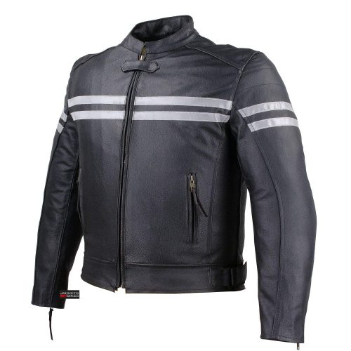 TRACK MOTORCYCLE BIKER ARMOR LEATHER JACKET BLACK L