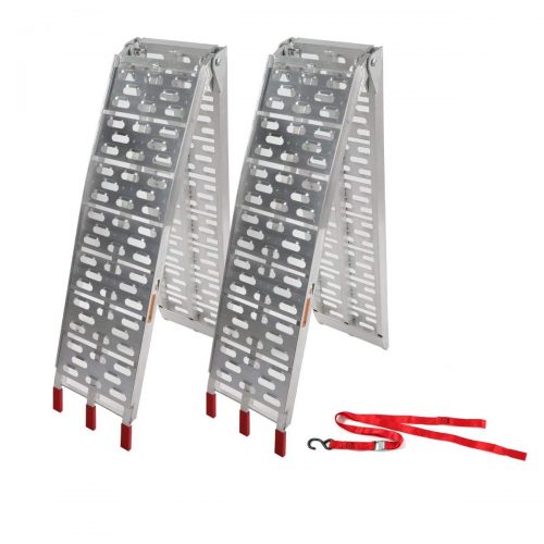 2 Pcs 7.5 ft Aluminum Plate Folding Loading Ramps Top Lawnmower ATV Truck Motorcycle Ramp Silver 1500lb Capacity